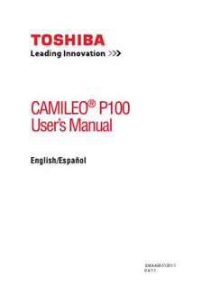 Toshiba Camileo P 100 manual. Camera Instructions.
